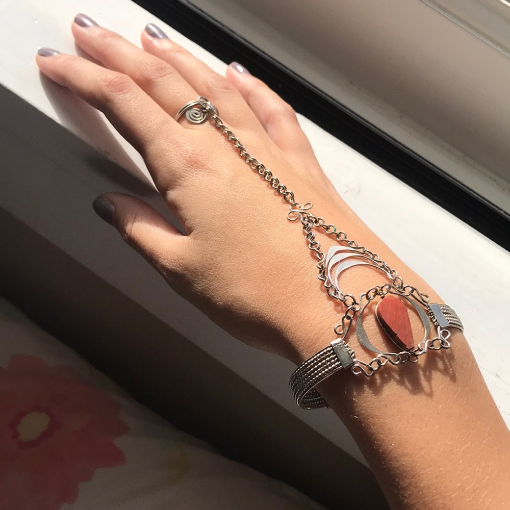 Ring attached Bangle with Chain